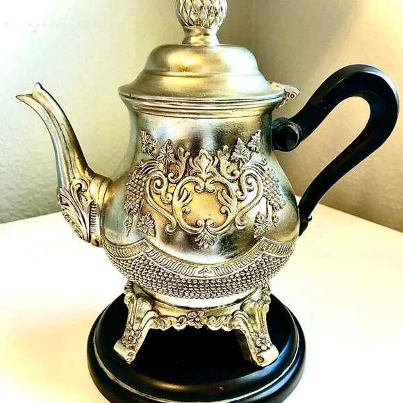 LAMPCRAFTERS Decorative Silver Teapot Lamp Resin Art Sculpture - Picture 7 of 10